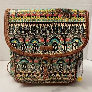 Sakroots Artist Circle Boho Convertible Crossbody Backpack Colorful Pattern NWT